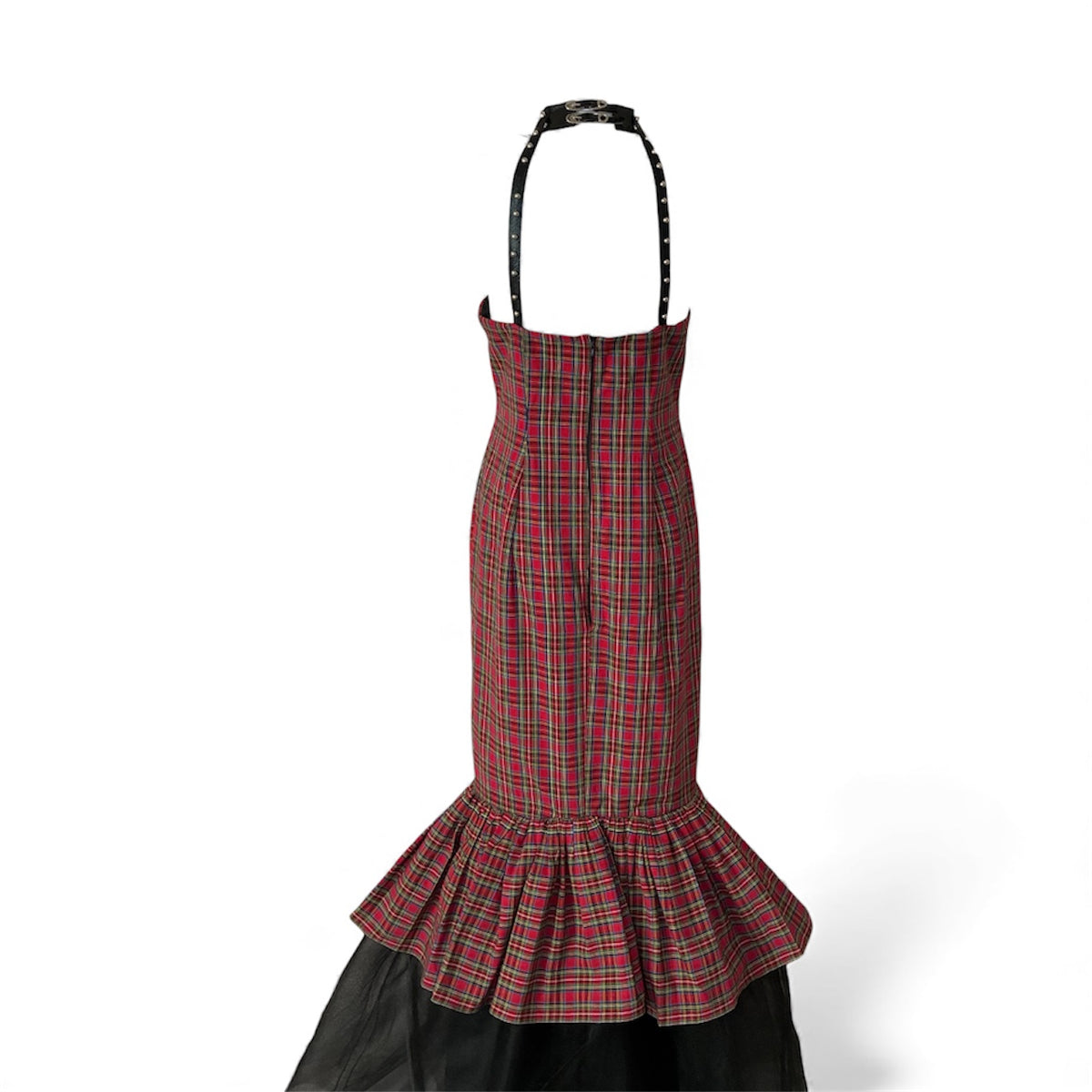 PLAID FLARE MERMAID GOWN