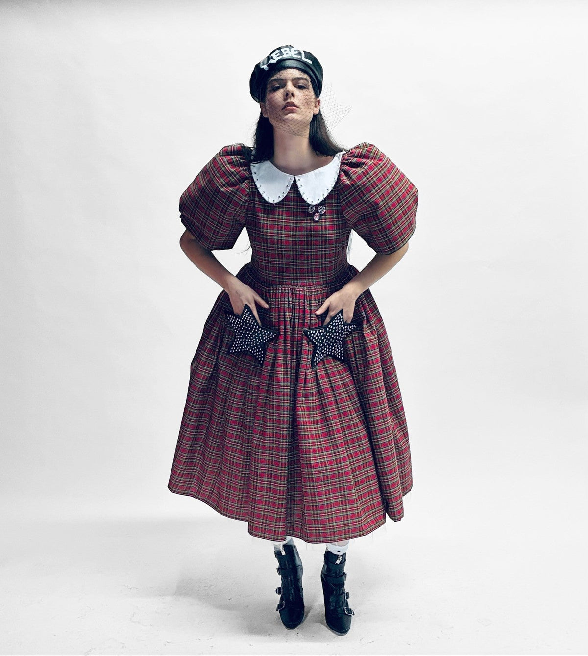 PLAID STAR POCKET BABYDOLL
