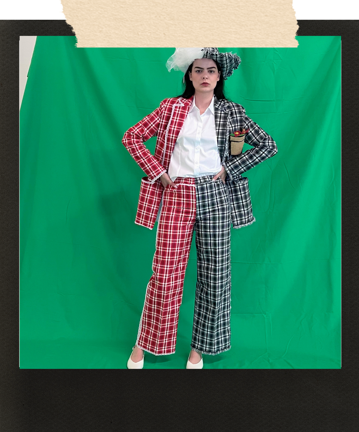 Contrast Plaid Trousers