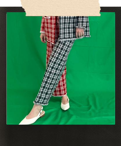 Contrast Plaid Trousers